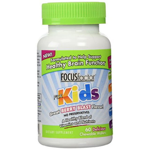 Focus Factor Kids Chewable Daily Vitamin, 60 Count, Brain Health Support with Vitamin B12, C & D3