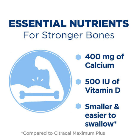 Citracal Petites, Highly Soluble, Easily Digested, 400 Mg Calcium Citrate with 500 IU Vitamin D3, Bone Health Supplement for Adults, Relatively Small Easy-To-Swallow Caplets, 375 Count