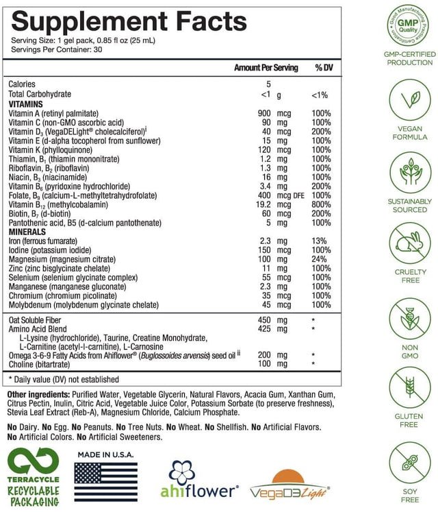 Healthycell Bioactive Multivitamin for Adults (Vitamins D3, B12, A, E, K, C, B), Liquid Gel Packs (30 Count)