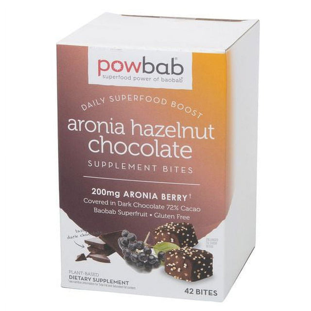 Powbab Supplement Bites, Aronia Hazelnut Chocolate - 8 X 42 Ct