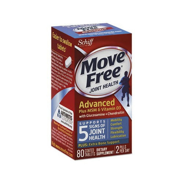 Move Free Advanced plus MSM & Vitamin D3 Joint Health Tablet 80 Count, 12/Ctn