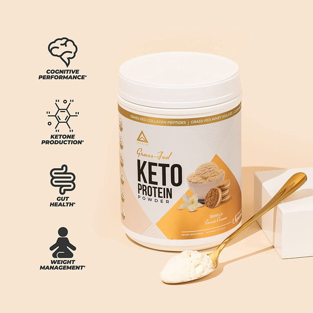 𝗪𝗜𝗡𝗡𝗘𝗥 - 𝗕𝗘𝗦𝗧 𝗞𝗘𝗧𝗢 𝗣𝗥𝗢𝗧𝗘𝗜𝗡 Grass-Fed Collagen Protein Powder, C8 MCT Oil, Whey Protein Isolate, Irish Butter, Ketogenic Protein Shake Supplement (Vanilla Sweet Cream)