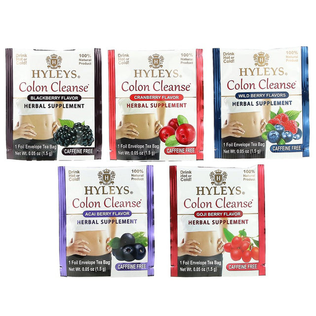 Hyleys Colon Cleanse Tea Assorted Flavors - Digestive Support & Weight Management - Caffeine-Free - 42 Tea Bags