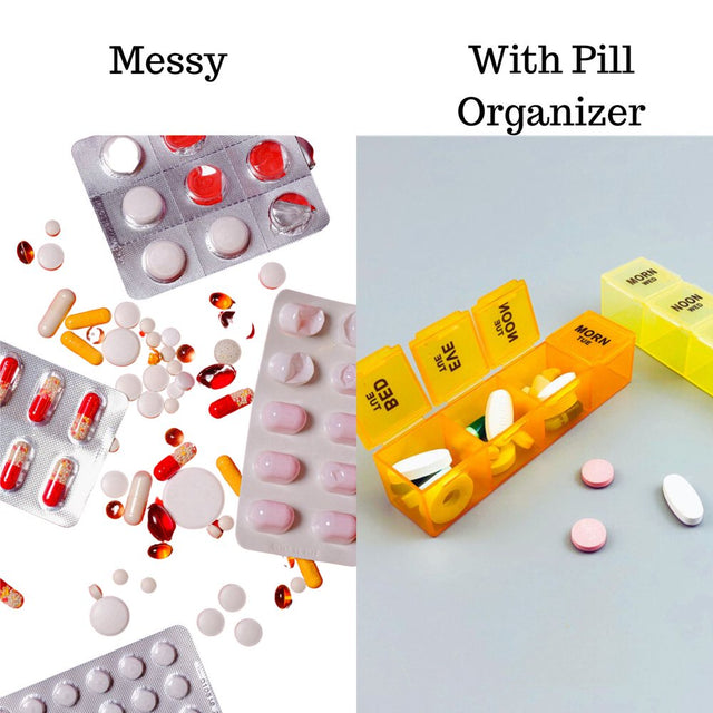 Pill Organizer 4 Times a Day,Weekly Pill Box Medicine Organizer Box 7 Days 28 Compartment to Hold Vitamins, Medication