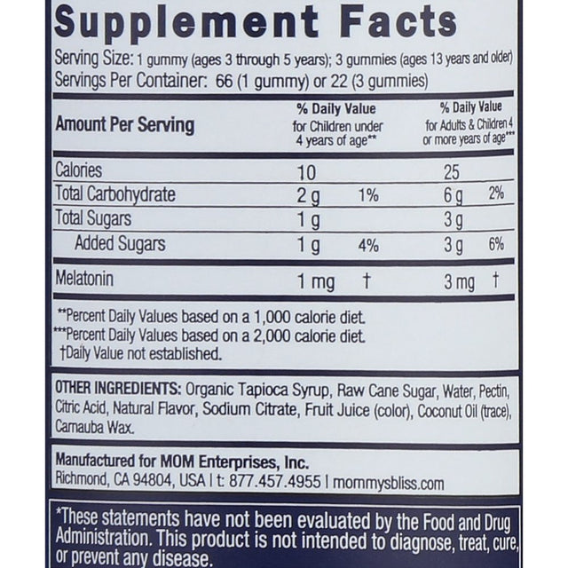 Mommy'S Bliss Kids Sleep Gummies, Dietary Supplement, Strawberry, 66 Count