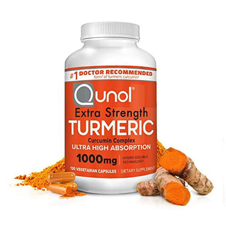 Turmeric Curcumin Capsules, Qunol with Ultra High Absorption 1000Mg, Joint Support, Dietary Supplement, Extra Strength,Vegetarian Capsules , 120 Count (Pack of 1)