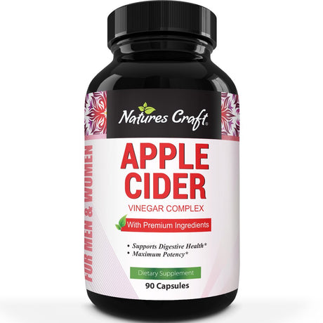 Apple Cider Vinegar Weight Loss Supplement Natural Detox Diet Pills Digestion Support Fast Acting Metabolism Booster Best Appetite Suppressant for Men and Women 90 Capsules