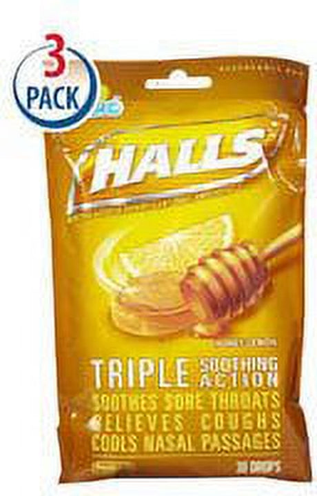 Halls Cough Suppressant/Oral Anesthetic Drops (Pack of 3)