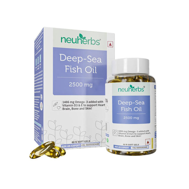 Neuherbs Deep Sea Omega 3 Fish Oil - Omega 3 Supplement Triple Strength 2500 Mg (Essential Fatty Acid Combination of 1486 Mg 892 Mg EPA and 594 Mg DHA per Serving)