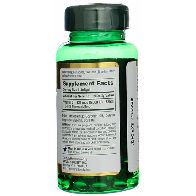 Nature'S Bounty Vitamin D-5000 IU Softgels, Maximum Strength 150 Ea