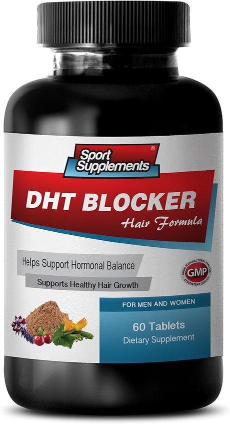 Hair Growth Supplement Natural - DHT Blocker Hair Formula - Support Healthy Hair Growth - Zinc Supplement Hair Skin - 1 Bottle 60 Coated Tablets