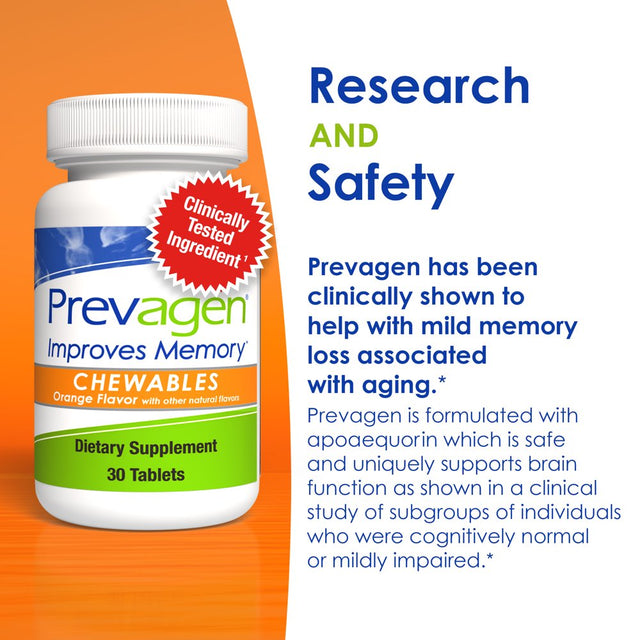 Prevagen Improves Memory - RS 10Mg, 30 Chewables Orange with Apoaequorin & Vitamin D Brain Supplement for Brain Health