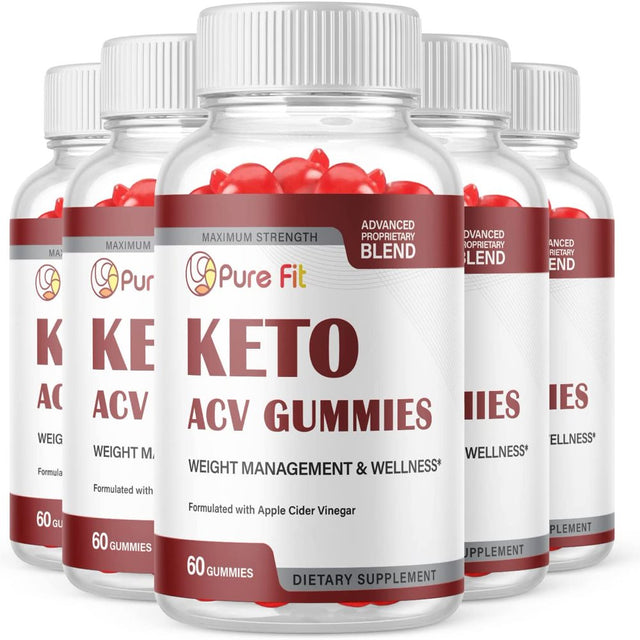 (5 Pack) Pure Fit Keto ACV Gummies - Supplement for Weight Loss - Energy & Focus Boosting Dietary Supplements for Weight Management & Metabolism - Fat Burn - 300 Gummies