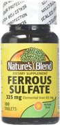 Nature’S Blend Ferrous Sulfate 325Mg Iron Supplement 100 Tablets | Iron Pills | Blood Builder Iron Supplement for Women and Men | Iron Supplements for Anemia | Blood Circulation Supplements