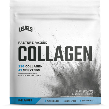 Levels Collagen Peptides Powder, No Artificial Ingredients, 11G of Collagen, Unflavored, 1LB