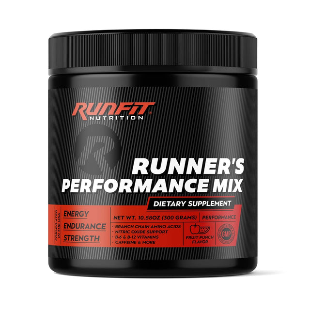 Runner'S Performance Mix - Energy & Endurance Powder - Keto Friendly - Low Carb & Low Calorie - Vitamins, Bcaas, Caffeine & More - Fruit Punch - 30 Servings!