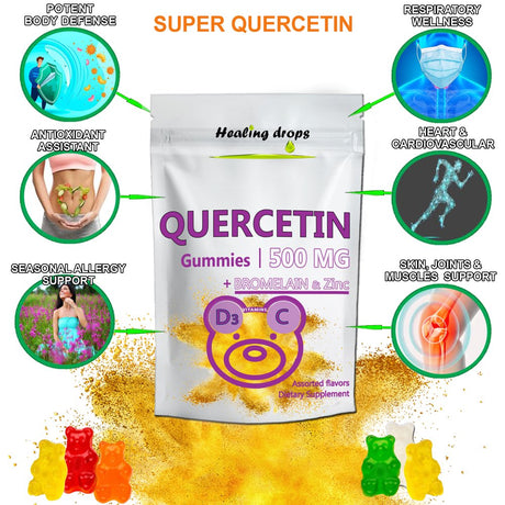 Healing Drops Quercetin with Bromelain Gummies - Vitamin C + Zinc + Vitamin D3