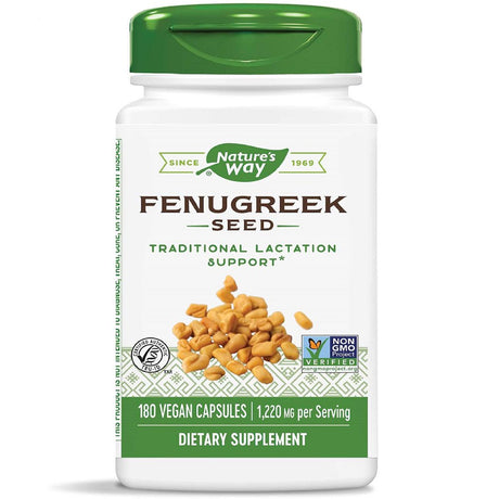 Nature'S Way Fenugreek Seed, 1,220 Mg per Serving, Non-Gmo, TRU-ID Certified, 180 Count 180 Count (Pack of 1)