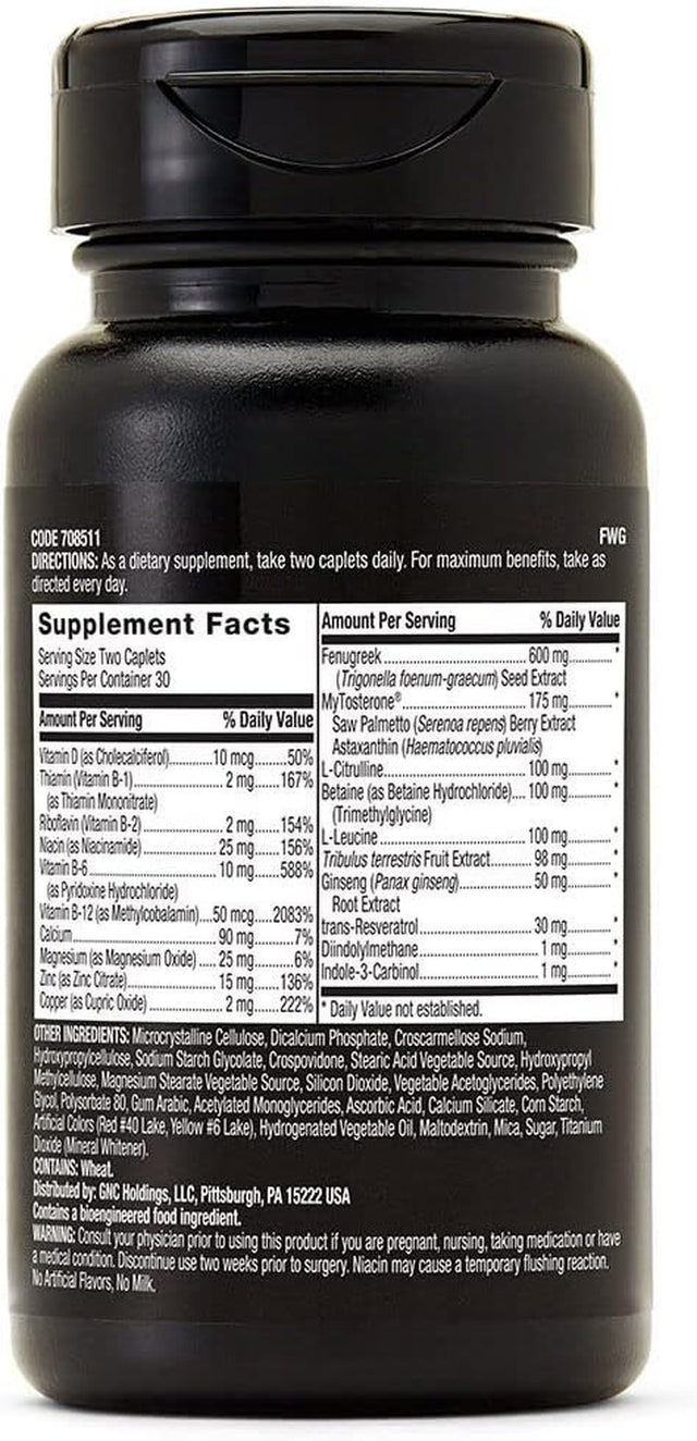 GNC Men'S Healthy Testosterone, 60 Caplets, Testosterone and Sexual Health Support