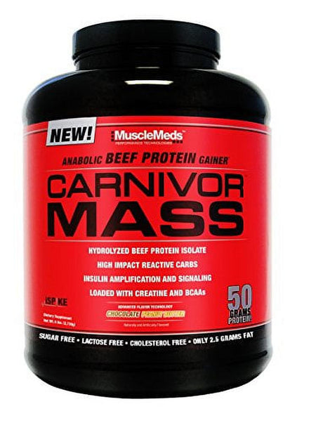 Musclemeds Carnivor Mass Anabolic Beef Protein Gainer, Chocolate Peanut Butter, 6 Pounds