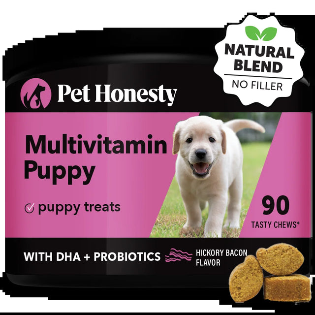 Pet Honesty Puppy, Multivitamin Supplement for Puppies W DHA and Probiotics, Hickory Bacon Flavor, 90 Count Soft Chews