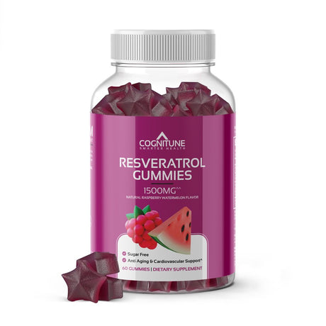 Resveratrol Gummies - Sugar Free Natural Raspberry Watermelon Flavor, 1500Mg Resveratrol Supplement for Heart, Brain, Immune Support & Wellness