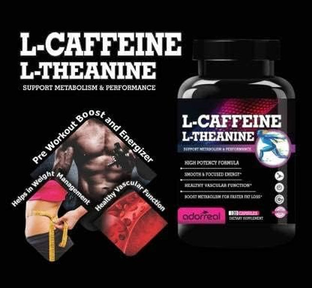 Adorreal L-Caffeine L-Theanine for Support Metabolism & Performance 120 Capsules