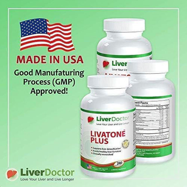 Livatone plus Liver Detox Capsules Liver Cleanse and Detox Pills with Milk Thistle and Antioxidants (240 Count)