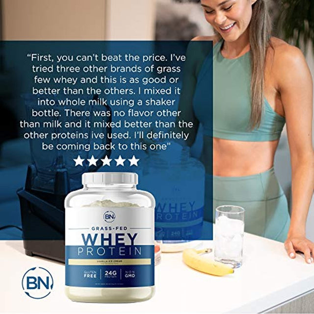 Grass Fed Whey Protein Vanilla 5Lb - 100% Pure and Natural - 5 Lb/64 Servings - 24G Protein - Cold Processed Undenatured - Non-Gmo - Rbgh-Free - High Quality from Happy Healthy Cows USA