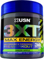 USN 3XT Max Energy Pre-Workout Supplement Powder for Energy, Endurance, and Pump, Preworkout Drink Mix, Nitric Oxide, Citrulline, Caffeine, Zero Creatine, Green Apple (30 Servings)