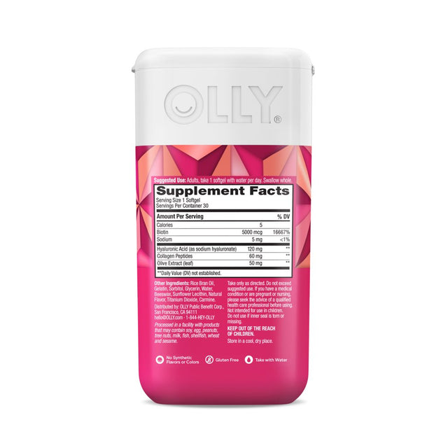 OLLY Ultra Strength Beauty Softgels, Healthy Hair, Skin and Nails, Supplement, 30Ct