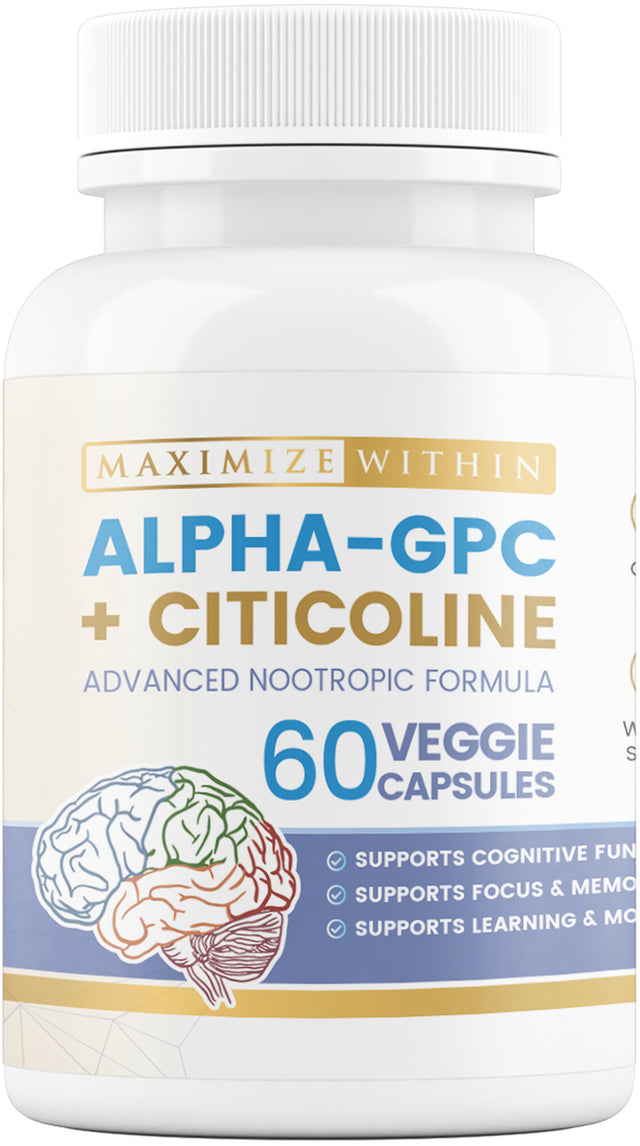 Maximize within Alpha GPC + Citicoline 60 Cap, 1600Mg Concentrated Formula - Supports Memory, Focus, Mood & Energy