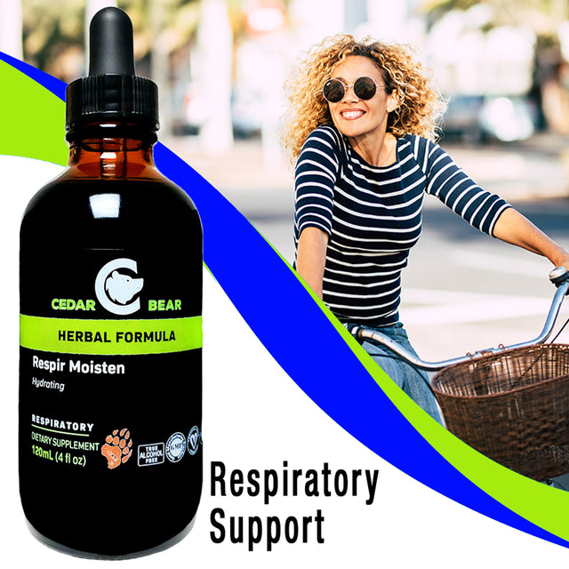 Cedar Bear Respir Moisten - Liquid Herbal Supplement That Soothes & Hydrates Dry, Irritated Respiratory Tissues 4 Fl Oz