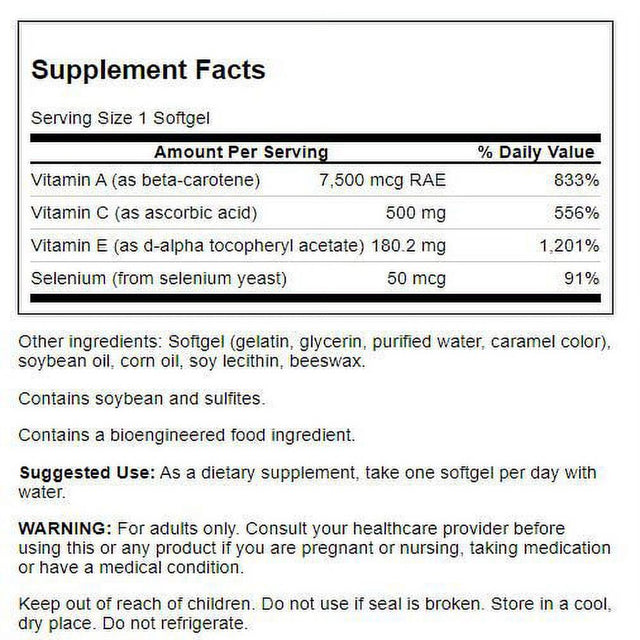 Swanson Vitamins a C E & Selenium (ACES) - Promotes Cellular Health & Immune Support - Supports Natural Defensive Nourishment - (60 Softgels)