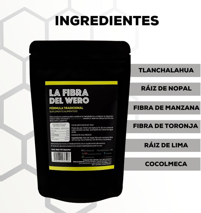 FIBRA DEL WERO | Cactus Fiber with Pink Grapefruit | 100% Natural Supplement | Package “Month and a Half”