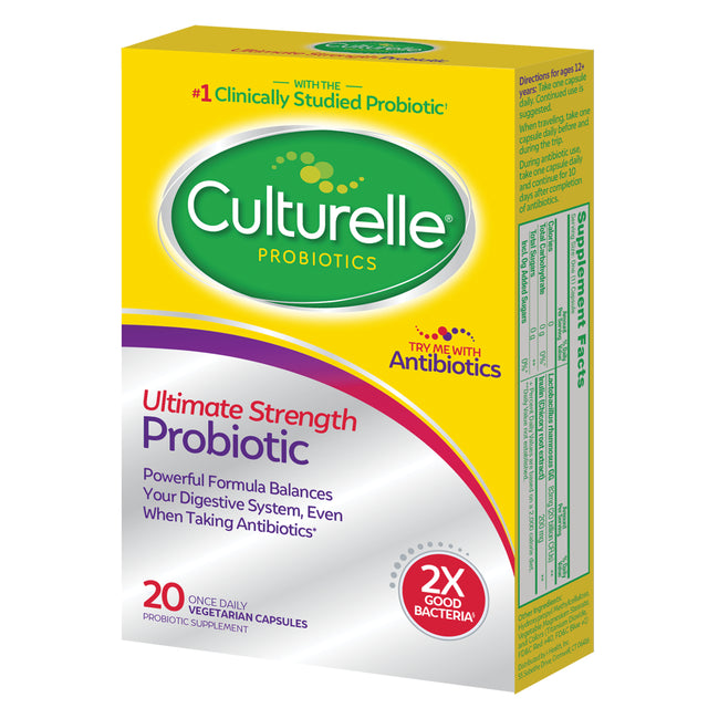 Culturelle Ultimate Strength Probiotic Capsules, Digestive Health for Men and Women, 20 Count