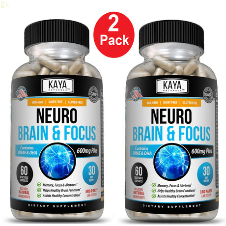 (2 Pack) Brain & Focus, Memory, Function, Clarity Nootropic Supplement | Compare to Focus Factor Active Ingredients