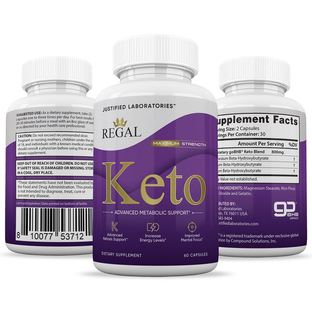 Regal Keto Pills 800MG Includes Apple Cider Vinegar Gobhb Appetite Control 60 Capsules