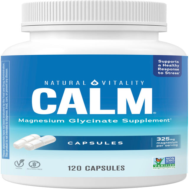 Natural Vitality Calm Magnesium Supplement Capsules, 325 Mg, 120 Count