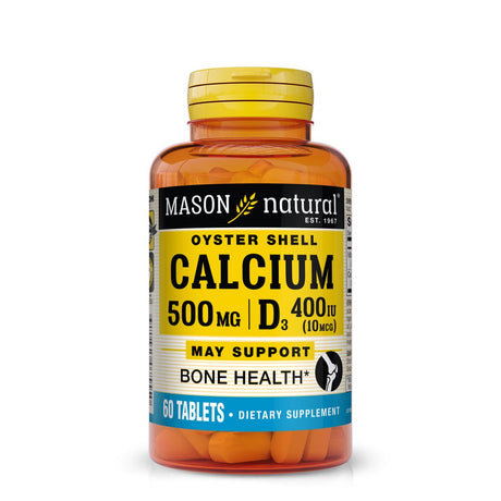 Mason Natural Calcium 500 Mg (Oyster Shell) with Vitamin D3 - Supports Healthy Bones, 60 Tablets