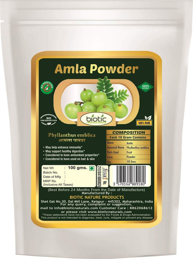 Biotic Moringa Leaf Powder, Tulsi Powder and Amla Powder - Combo 100G Each (300 GMS)