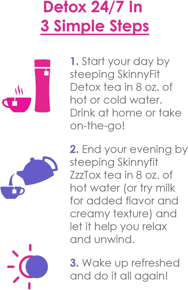 Skinnyfit Detox and Zzztox 24/7 Bundle, 56 Servings, Supports Weight Loss, Helps Calm Bloating, All-Natural, Laxative-Free, Green Tea Leaves, Help Fight Toxins and Relieve Stress