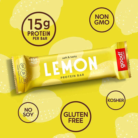 Good! Snacks Vegan Protein Bars Bundle, Lemon & Blueberry (24 Bars) Gluten-Free, Plant Based, Low Sugar, High Protein Meal Replacement, Healthy Snacks for Energy, 15G Protein