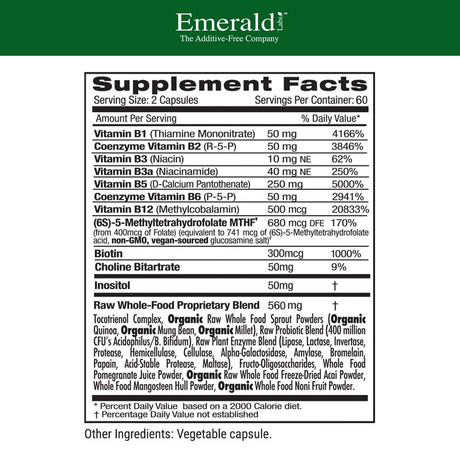 Emerald Labs B-Healthy with Biotin, Vitamin B12 to Support Energy and Immune Health and Support a Decrease Stress and Fatigue - 120 Vegetable Capsules