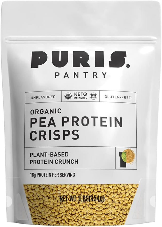 Organic Pea Protein Crisps, 1LB, Certified Organic Pea Protein Isolate, Keto Protein Crunch, Made 100% in the USA, Non-Gmo, Gluten Free, No Sugar, No Soy, 18G Protein, 7G Carbs, Unflavored