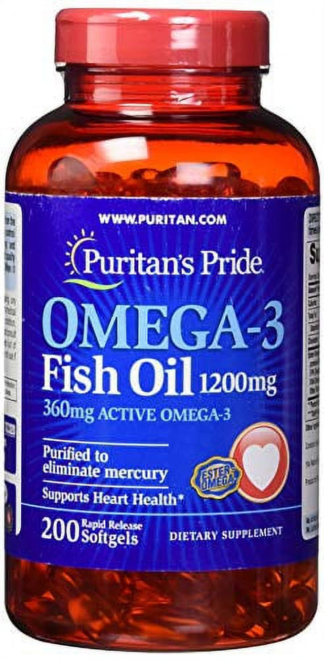 Omega-3 Fish Oil 1200Mg, 200 Softgels by Puritan'S Pride (13328)