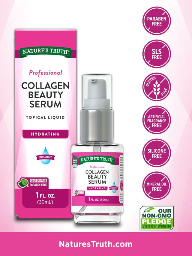 Nature'S Truth Hydrating Collagen Serum | 1 Oz | Professional Strength | Unscented | for Face and Body