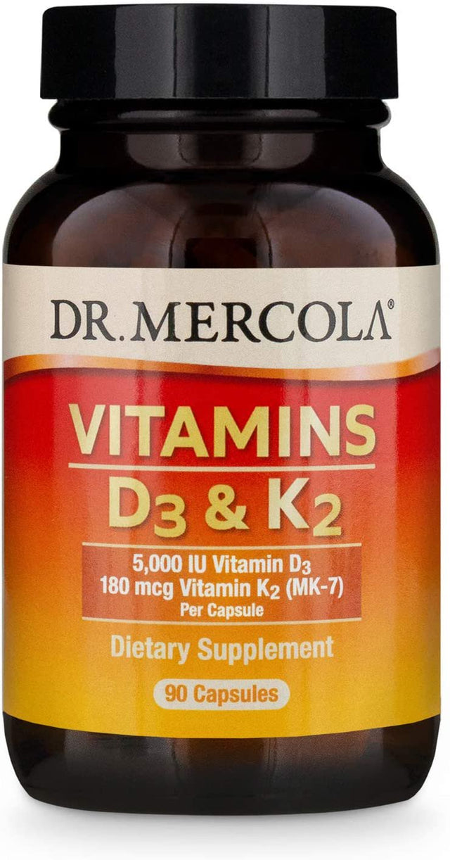 Dr. Mercola, Vitamins D3 and K2 Dietary Supplement , 90 Servings (90 Capsules)