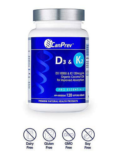 Canprev D3 & K2 - Organic Coconut Oil (120 Softgels)