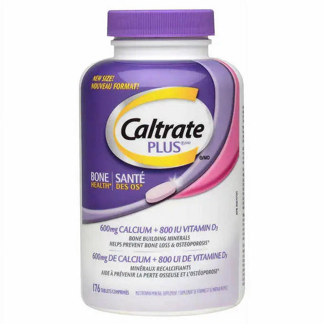 Caltrate plus Bone Health Supplement with 800 IU Vitamin D3 Tablets - 176-Count | Strong Bones & Calcium Support